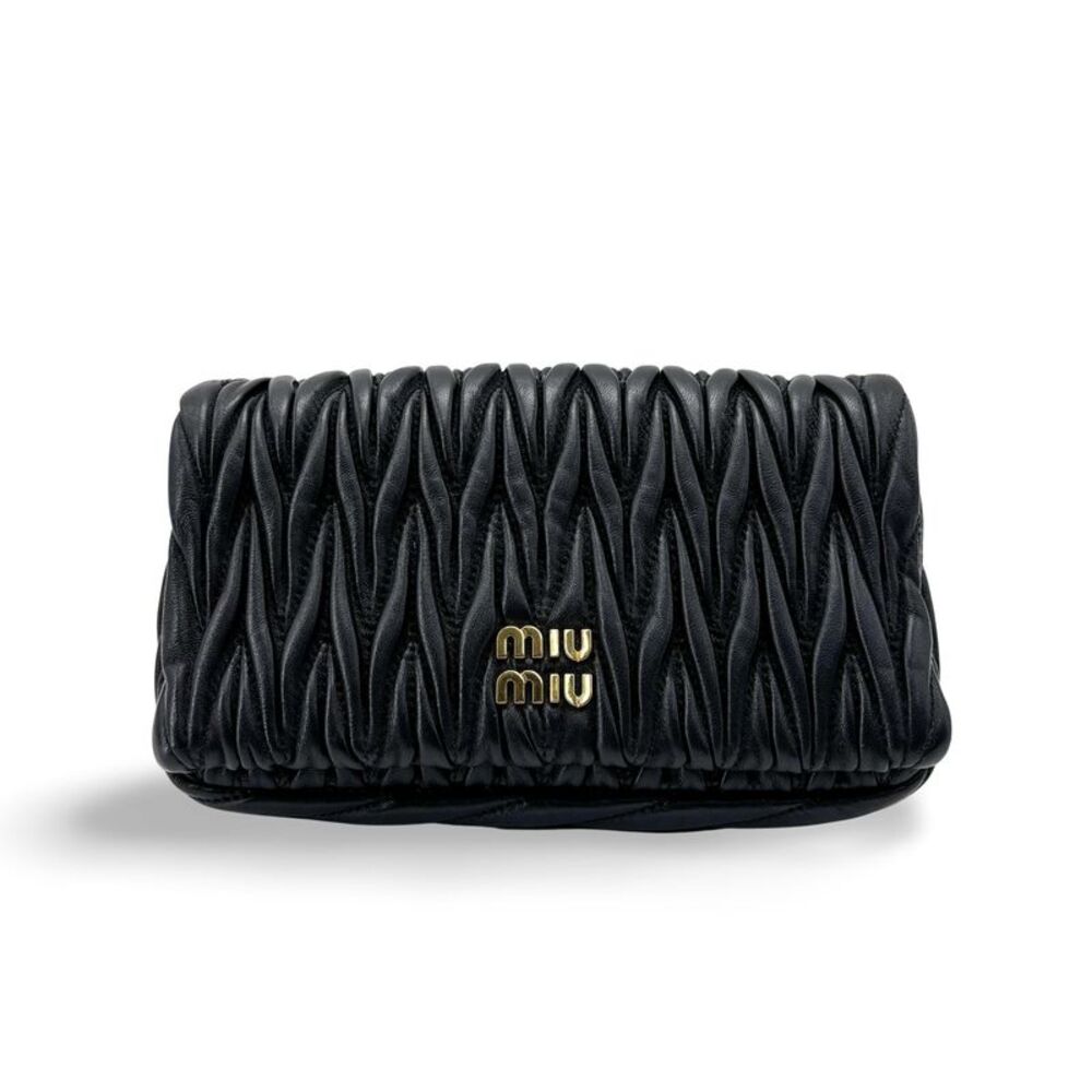 Miu Miu Matelassé Napa Leather Pouch Black